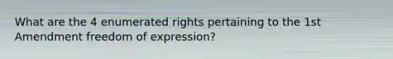 What are the 4 enumerated rights pertaining to the 1st Amendment freedom of expression?