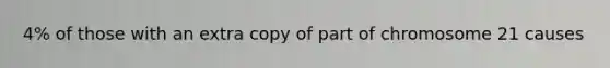 4% of those with an extra copy of part of chromosome 21 causes