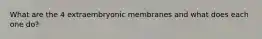 What are the 4 extraembryonic membranes and what does each one do?