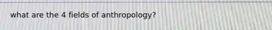 what are the 4 fields of anthropology?