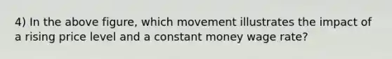 4) In the above figure, which movement illustrates the impact of a rising price level and a constant money wage rate?