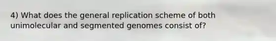 4) What does the general replication scheme of both unimolecular and segmented genomes consist of?