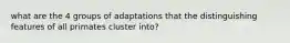 what are the 4 groups of adaptations that the distinguishing features of all primates cluster into?