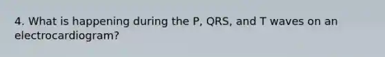 4. What is happening during the P, QRS, and T waves on an electrocardiogram?