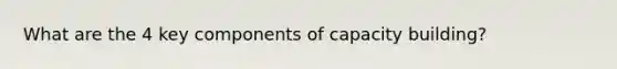 What are the 4 key components of capacity building?