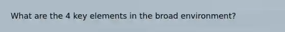 What are the 4 key elements in the broad environment?