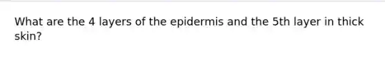 What are the 4 layers of the epidermis and the 5th layer in thick skin?