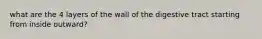 what are the 4 layers of the wall of the digestive tract starting from inside outward?