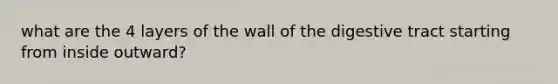 what are the 4 layers of the wall of the digestive tract starting from inside outward?