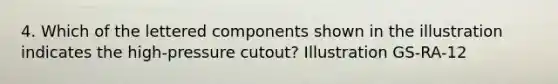 4. Which of the lettered components shown in the illustration indicates the high-pressure cutout? Illustration GS-RA-12