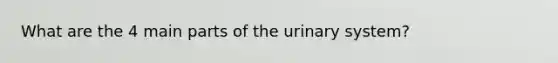 What are the 4 main parts of the urinary system?