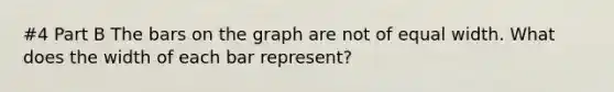 #4 Part B The bars on the graph are not of equal width. What does the width of each bar represent?