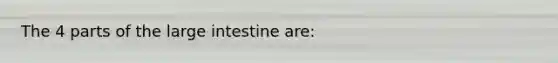 The 4 parts of the large intestine are: