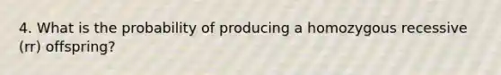 4. What is the probability of producing a homozygous recessive (rr) offspring?