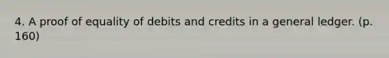 4. A proof of equality of debits and credits in a general ledger. (p. 160)