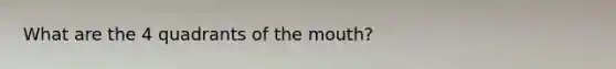 What are the 4 quadrants of the mouth?