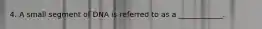 4. A small segment of DNA is referred to as a ____________.