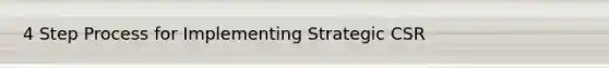 4 Step Process for Implementing Strategic CSR