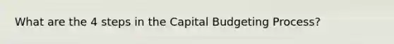 What are the 4 steps in the Capital Budgeting Process?