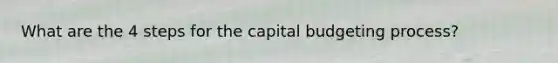 What are the 4 steps for the capital budgeting process?