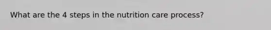 What are the 4 steps in the nutrition care process?