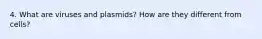 4. What are viruses and plasmids? How are they different from cells?