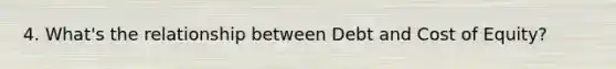 4. What's the relationship between Debt and Cost of Equity?