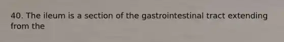 40. The ileum is a section of the gastrointestinal tract extending from the