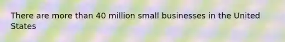 There are <a href='https://www.questionai.com/knowledge/keWHlEPx42-more-than' class='anchor-knowledge'>more than</a> 40 million small businesses in the United States