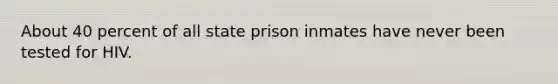 About 40 percent of all state prison inmates have never been tested for HIV.