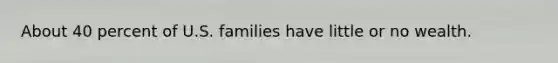About 40 percent of U.S. families have little or no wealth.