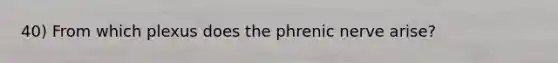 40) From which plexus does the phrenic nerve arise?