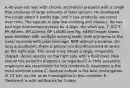 A 40-year-old man with chronic alcoholism presents with a cough that produces of large amounts of fetid sputum. He developed the cough about 4 weeks ago, and it has gradually worsened over time. The sputum is now foul-smelling and copious. He has had high intermittent pyrexia for 4 days. His vitals are: T 102°F, PR 98min, RR 24min, BP 14080 mm Hg. HEENT exam shows poor dentition with multiple missing teeth, mild erythema to the nasal muscosa with clear drainage. RRR without a murmur. On lung auscultation, there is pleural rub and diminished air entry on the right side. The chest X-ray shows a large, irregularly shaped, dense opacity on the right side with a fluid level. How should this patient's diagnosis be regarded?] A. Only anaerobic organisms are responsible for this condition B. Aspiration is the most common cause C. Sputum culture is the best investigation D. CT has no role as an investigation in this condition E. Treatment is with antibiotics for 3 days