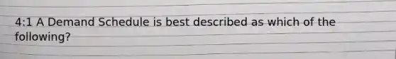 4:1 A Demand Schedule is best described as which of the following?