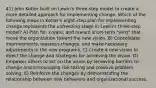 41) John Kotter built on Lewin's three-step model to create a more detailed approach for implementing change. Which of the following steps in Kotter's eight-step plan for implementing change represents the unfreezing stage in Lewin's three-step model? A) Plan for, create, and reward short-term "wins" that move the organization toward the new vision. B) Consolidate improvements, reassess changes, and make necessary adjustments in the new programs. C) Create a new vision to direct the change and strategies for achieving the vision. D) Empower others to act on the vision by removing barriers to change and encouraging risk taking and creative problem solving. E) Reinforce the changes by demonstrating the relationship between new behaviors and organizational success.