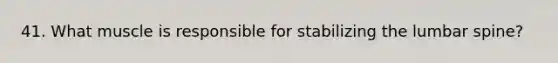 41. What muscle is responsible for stabilizing the lumbar spine?