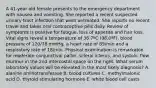 A 41-year old female presents to the emergency department with nausea and vomiting. She reported a recent suspected urinary tract infection that went untreated. She reports no recent travel and takes oral contraceptive pills daily. Review of symptoms is positive for fatigue, loss of appetite and hair loss. Vital signs reveal a temperature of 36.7ºC (98.0ºF), blood pressure of 120/78 mmHg, a heart rate of 89/min and a respiratory rate of 18/min. Physical examination is remarkable for moderate conjunctival pallor, scleral icterus, and systolic flow murmur in the 2nd intercostal space on the right. What serum laboratory values will be elevated in the most likely diagnosis? A. alanine aminotransferase B. blood cultures C. methylmalonic acid D. thyroid stimulating hormone E. white blood cell casts