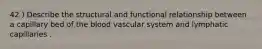 42 ) Describe the structural and functional relationship between a capillary bed of the blood vascular system and lymphatic capillaries .