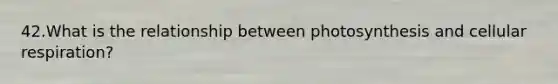 42.What is the relationship between photosynthesis and cellular respiration?