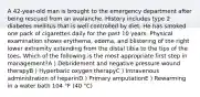 A 42-year-old man is brought to the emergency department after being rescued from an avalanche. History includes type 2 diabetes mellitus that is well controlled by diet. He has smoked one pack of cigarettes daily for the past 10 years. Physical examination shows erythema, edema, and blistering of the right lower extremity extending from the distal tibia to the tips of the toes. Which of the following is the most appropriate first step in management?A ) Debridement and negative pressure wound therapyB ) Hyperbaric oxygen therapyC ) Intravenous administration of heparinD ) Primary amputationE ) Rewarming in a water bath 104 °F (40 °C)