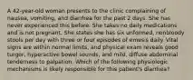 A 42-year-old woman presents to the clinic complaining of nausea, vomiting, and diarrhea for the past 2 days. She has never experienced this before. She takes no daily medications and is not pregnant. She states she has six unformed, nonbloody stools per day with three or four episodes of emesis daily. Vital signs are within normal limits, and physical exam reveals good turgor, hyperactive bowel sounds, and mild, diffuse abdominal tenderness to palpation. Which of the following physiologic mechanisms is likely responsible for this patient's diarrhea?