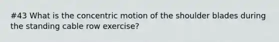 #43 What is the concentric motion of the shoulder blades during the standing cable row exercise?