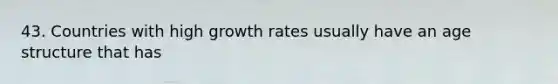 43. Countries with high growth rates usually have an age structure that has