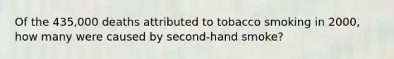 Of the 435,000 deaths attributed to tobacco smoking in 2000, how many were caused by second-hand smoke?