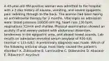 A 43-year-old HIV-positive woman was admitted to the hospital with a 2-day history of nausea, vomiting, and severe epigastric pain radiating through to the back. The woman had been taking an antiretroviral therapy for 3 months. Vital signs on admission were: blood pressure 100/50 mm Hg, heart rate 130 bpm, respirations 32/min and shallow. Physical examination showed an acutely ill and sweaty patient with abdominal distention, tenderness in the epigastric area, and absent bowel sounds. Lab results on admission revealed serum amylase of 520 IU/L (normal < 115 IU/L). A preliminary diagnosis was made. Which of the following antiviral drugs most likely caused the patient's disorder? A. Zidovudine B. Lamivudine C. Didanosine D. Abacavir E. Ribavirin F. Acyclovir