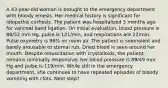 A 43-year-old woman is brought to the emergency department with bloody emesis. Her medical history is significant for idiopathic cirrhosis. The patient was hospitalized 5 months ago for variceal band ligation. On initial evaluation, blood pressure is 88/52 mm Hg, pulse is 121/min, and respirations are 22/min. Pulse oxymetry is 96% on room air. The patient is somnolent and barely arousable to sternal rub. Dried blood is seen around her mouth. Despite resuscitation with crystalloids, the patient remains minimally responsive; her blood pressure is 89/49 mm Hg and pulse is 119/min. While still in the emergency department, she continues to have repeated episodes of bloody vomiting with clots. Next step?