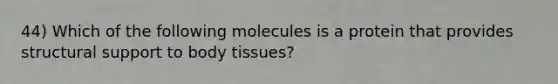 44) Which of the following molecules is a protein that provides structural support to body tissues?