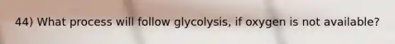 44) What process will follow glycolysis, if oxygen is not available?