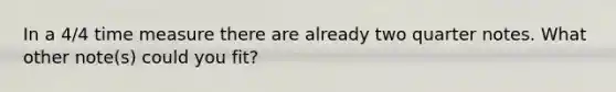 In a 4/4 time measure there are already two quarter notes. What other note(s) could you fit?