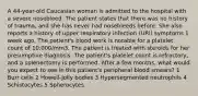 A 44-year-old Caucasian woman is admitted to the hospital with a severe nosebleed. The patient states that there was no history of trauma, and she has never had nosebleeds before. She also reports a history of upper respiratory infection (URI) symptoms 1 week ago. The patient's blood work is notable for a platelet count of 10,000/mm3. The patient is treated with steroids for her presumptive diagnosis. The patient's platelet count is refractory, and a splenectomy is performed. After a few months, what would you expect to see in this patient's peripheral blood smears? 1 Burr cells 2 Howell-Jolly bodies 3 Hypersegmented neutrophils 4 Schistocytes 5 Spherocytes